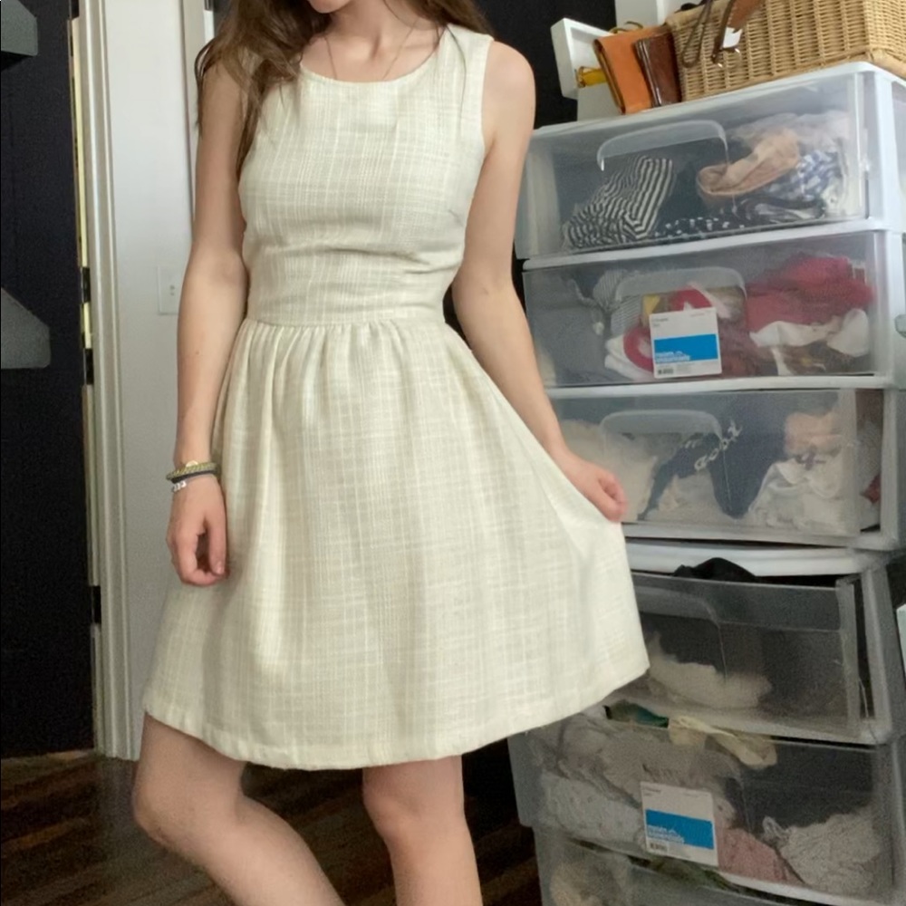 Cream tweed vintage inspired dress